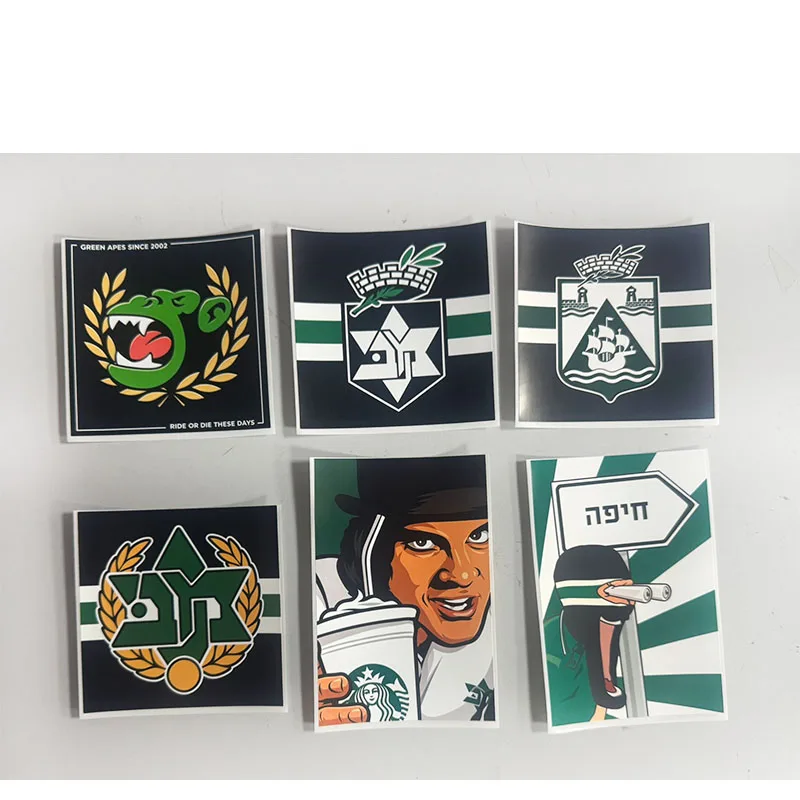 9*9cm 8*12cm Waterproof Sticers Haifa 1913 Green Apes On Tour Monkey MHFC Maccabi Decoration Stikers for Bag Cup Wall Fridge