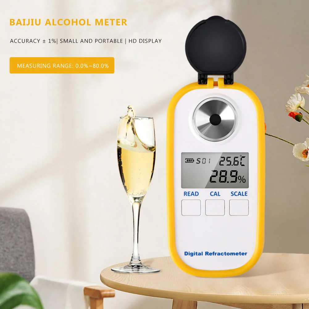 Professional Spirit Meter จอแสดงผล LCD แอลกอฮอล์ดัชนีหักเหเครื่องทดสอบความแม่นยําสูงสําหรับ Spirit แอลกอฮอล์ปริมาณเปอร์เซ็นต์