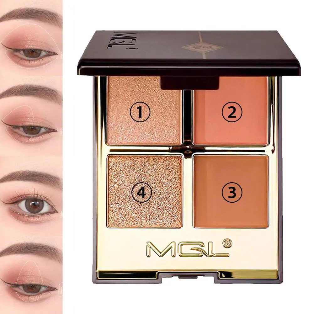 新しい4色アイシャドウパレット、マット＆シマー仕上げ、ソフトミルクティートーン、コンパクトで毎日の学生向けメイクに簡単