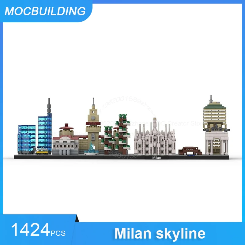 MOC Bouwstenen Milan Skyline Model DIY Monteren Bakstenen Architectuur Display Stad Uitzicht Collectie Kerst Speelgoed Geschenken 1424PCS