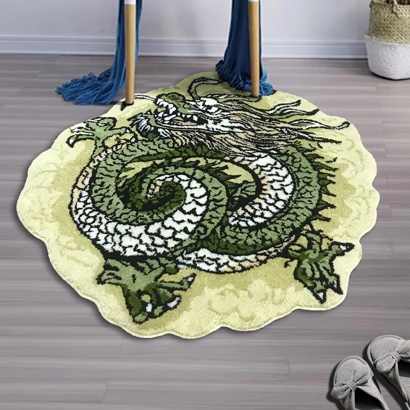 Animal Tufting Carpet 3D Myth Art Plush Dragon Round Rug Living Room Bedroom Child Study Room Decor Bedside Area Rugs Floor Mat