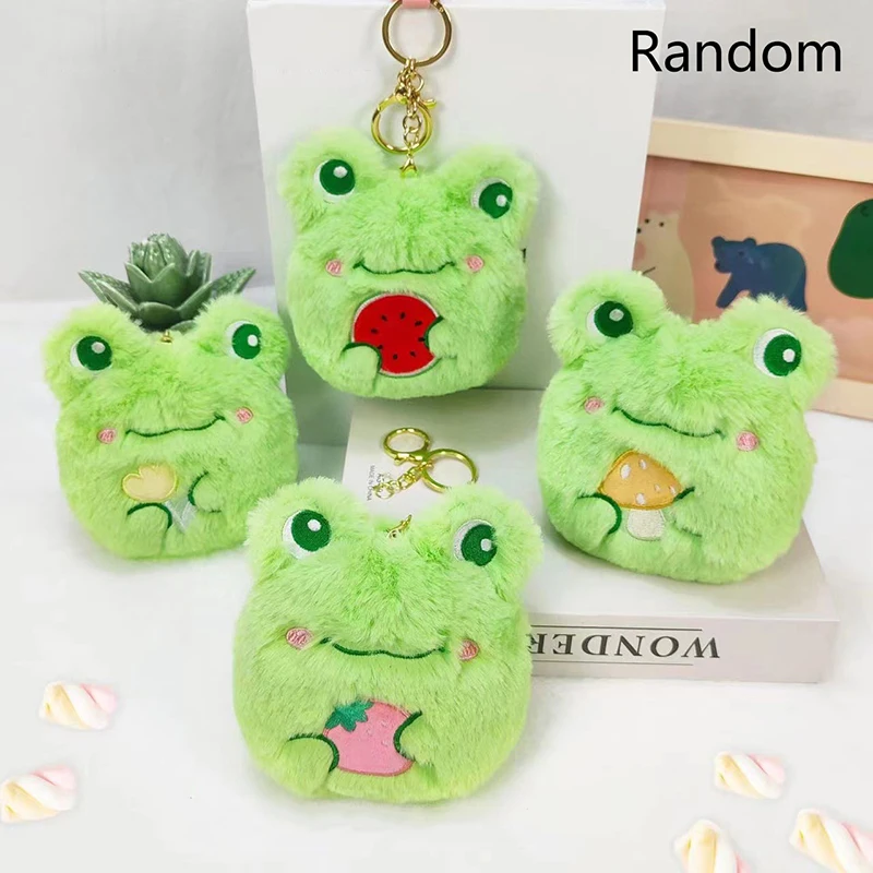 Creative Cute Frog Plush Doll Purse Cartoon Zipper Plush Zero Wallet Pendant Coin Purse Pouch Purse Earphone Wallet Key Bag