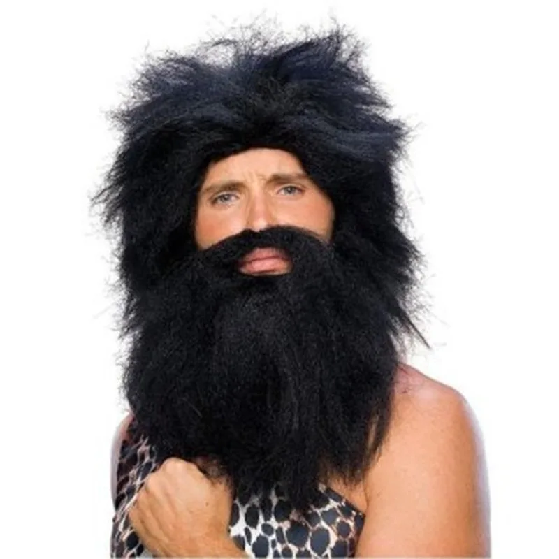 

Halloween Performance Dress Up Wig Native People Wig Set Wild People Wig Head Cover Beard Cosplay Clothing Unique Special Purpos