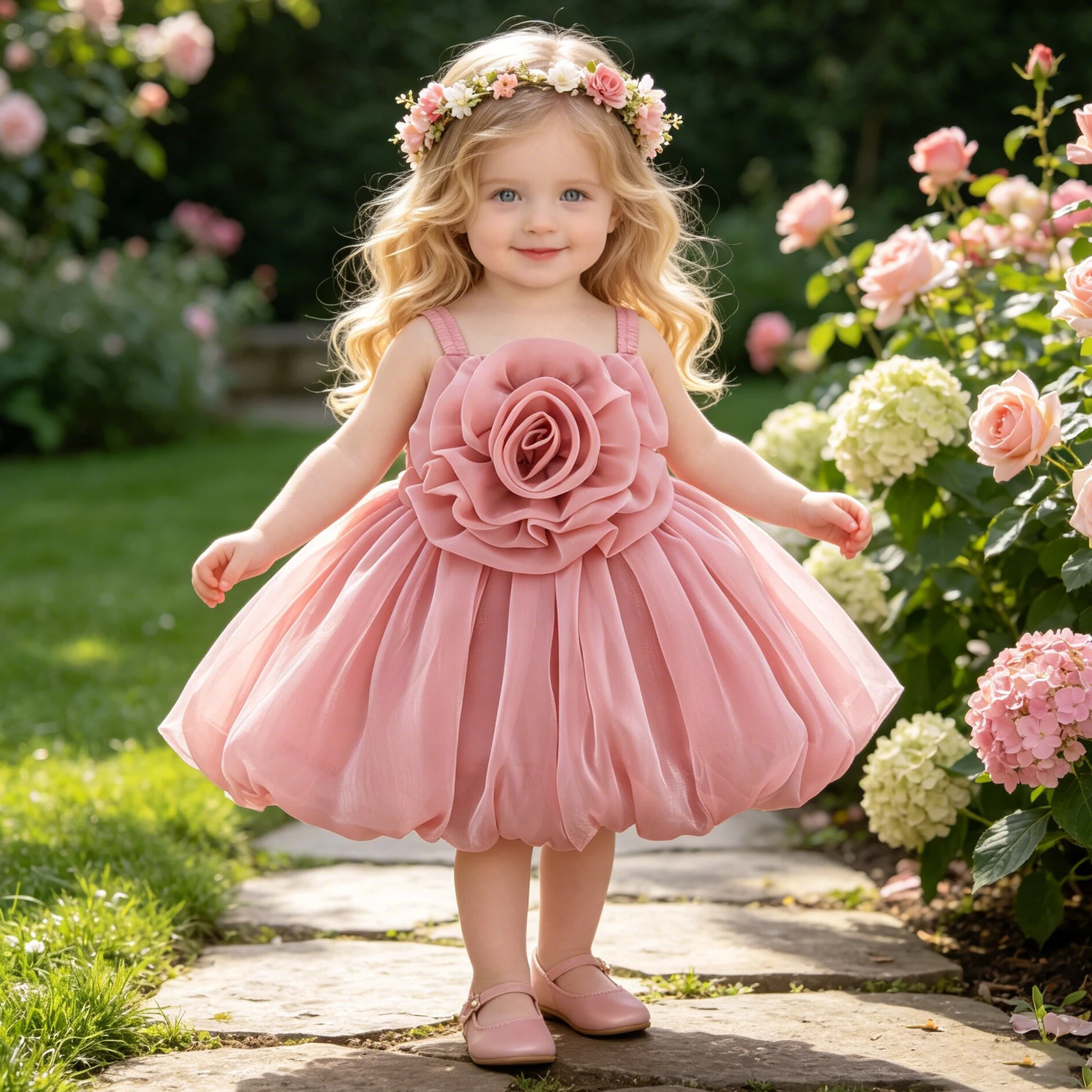 3D-Blumen-Party-Mädchen-Kleid, elegant, 1. Geburtstag, Taufe, Prinzessin, Baby-Kleider für Kinder, Sommer, Kleinkind, Tutu, Hochzeit, Abschlussball, Kostüm