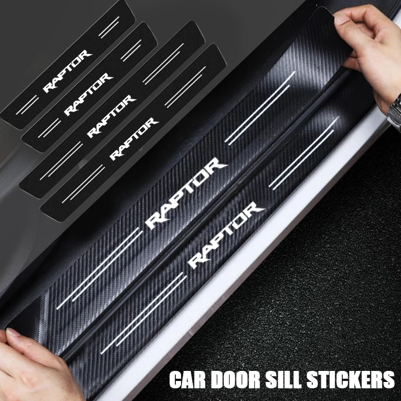 Carbon Fiber Car Door Sill Threshold Strip Anti Kick Sticker Scuff Scratch For Ford Raptor 2025 Ranger 1 2 3 Tape Protect Film