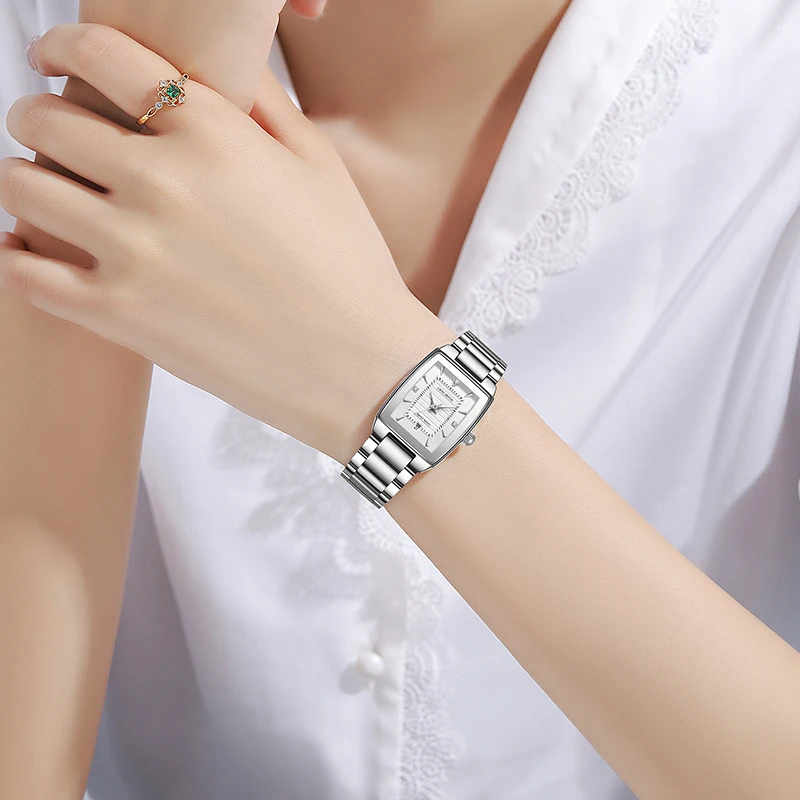 Retro small square plate temperament student watch niche high-end mesh strap watch ladies waterproof quartz watch