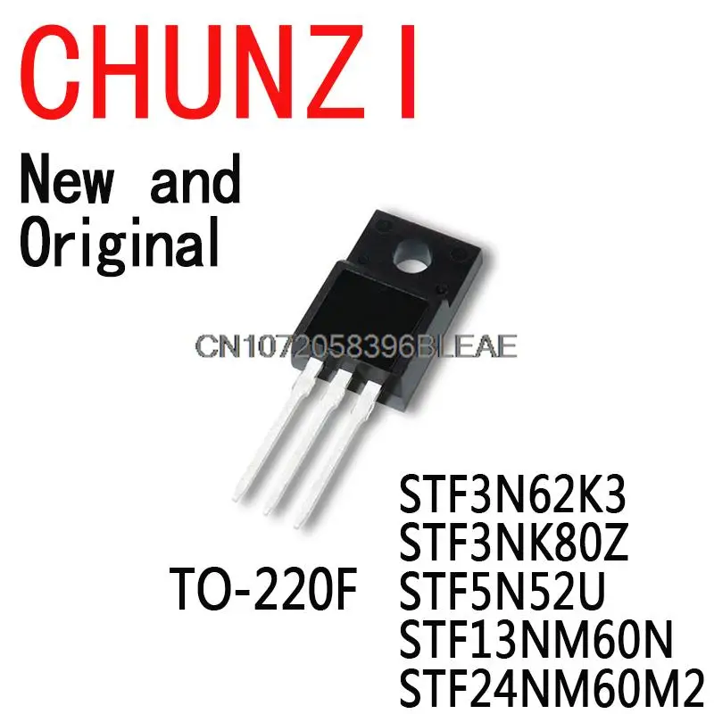 10PCS 3N62K3 3NK80Z 5N52U 13NM60N 24NM60M2 STF3N62 STF3NK80 STF5N52 TO220F  STF3N62K3 STF3NK80Z STF5N52U STF13NM60N STF24NM60M2