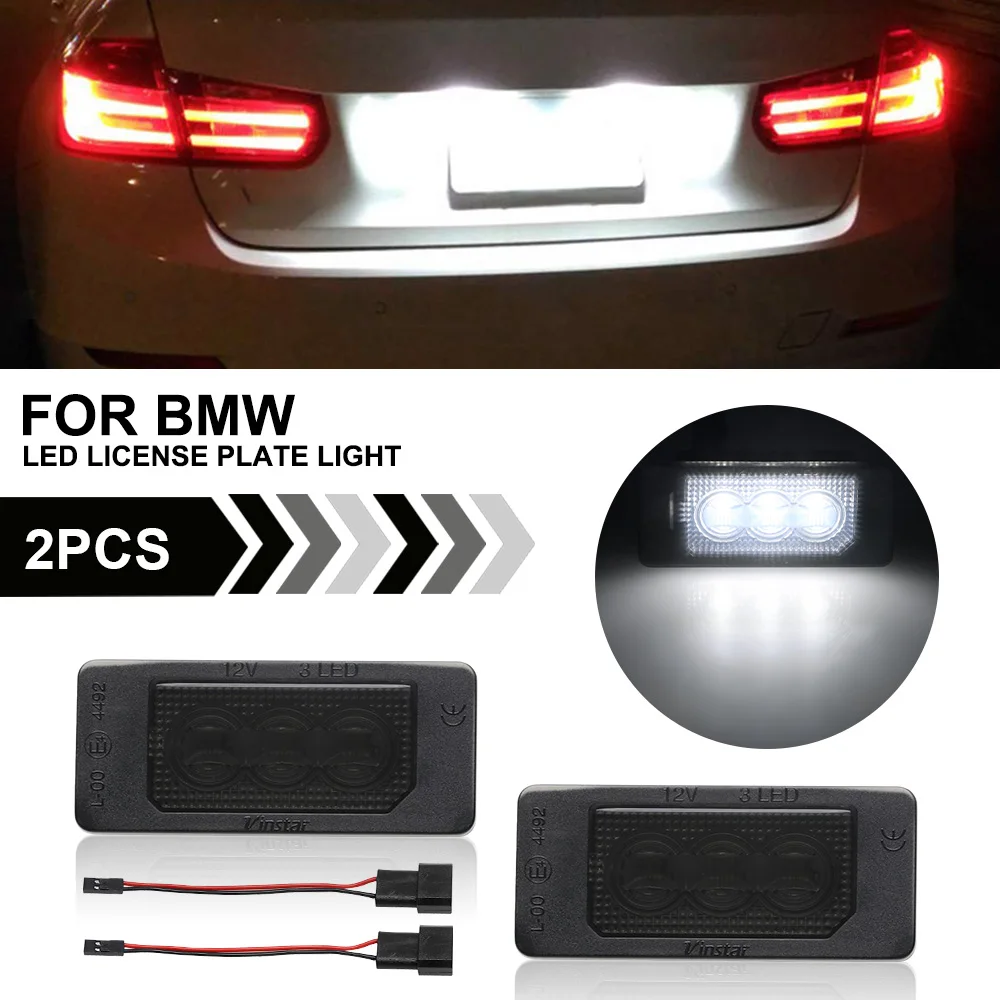 2PCS LED License Number Plate Lamp Light For BMW E46 E90 F10 E39 E60 E61E70 E71 E92 E93 F30 F31 F32 F33 6000k White No Error 