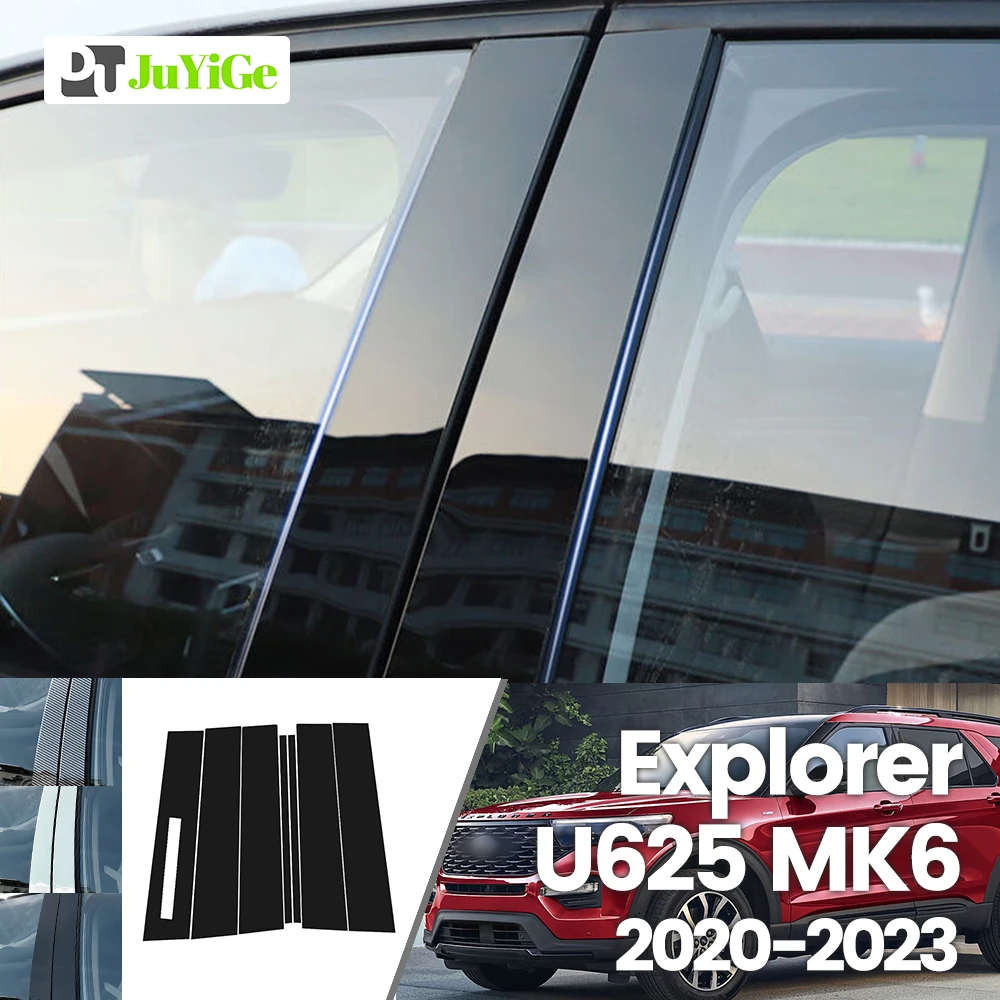 

For Ford Explorer U625 MK6 2020-2023 2021 2022 Bright Black Carbon Fibre Window Door B C Sticker