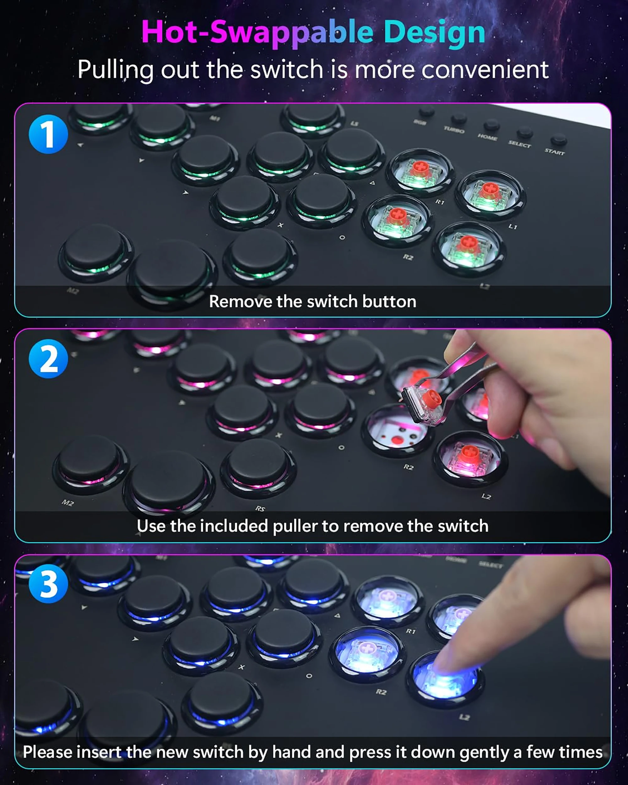 Kailh Hitbox Switch 1353 Purple Iris Mini Low Profile Silent Linear Creamy Switches 30gf für benutzerdefinierte mechanische Gaming-Tastaturen – Detail 10