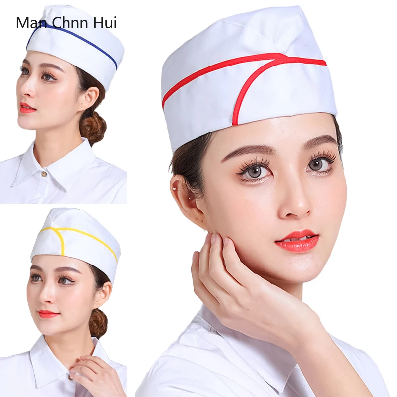 

Hotel Female Chef Hats Catering Cap Restaurant Breathable Kitchen Hat Canteen Cook Caps Bakery Men and Women Waiter Work Cap