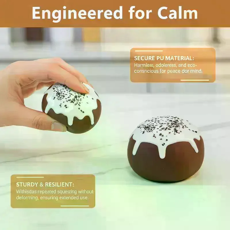 Squishy Slow Rising Toy Food-inspired Chocolate Nut Topping Dessert Stress Relief Fidget Toy for Office Relaxation