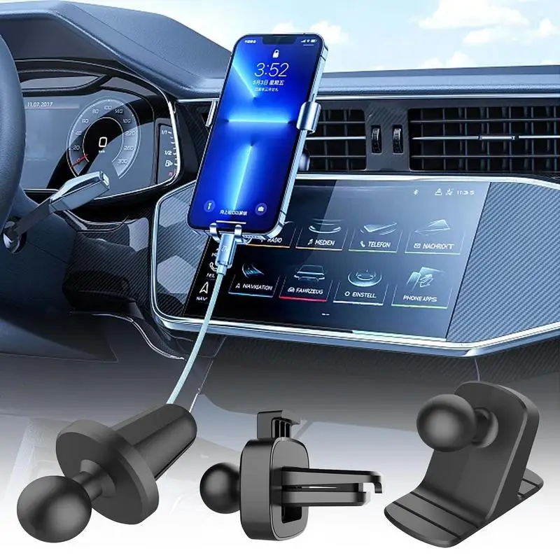 Cell Phone Car Mount Clip Ball Head Car Phone Holder Base Anti-skid Phone Mount Bracket Sticker Car Accessories For Vehicles