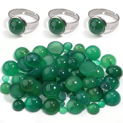 10 Uds. De cuentas de cabujón de piedra Natural, cabujones redondos de Agatte verde, cuentas sueltas, camafeo de cabujón para fabricación de joyería, collar de anillos DIY