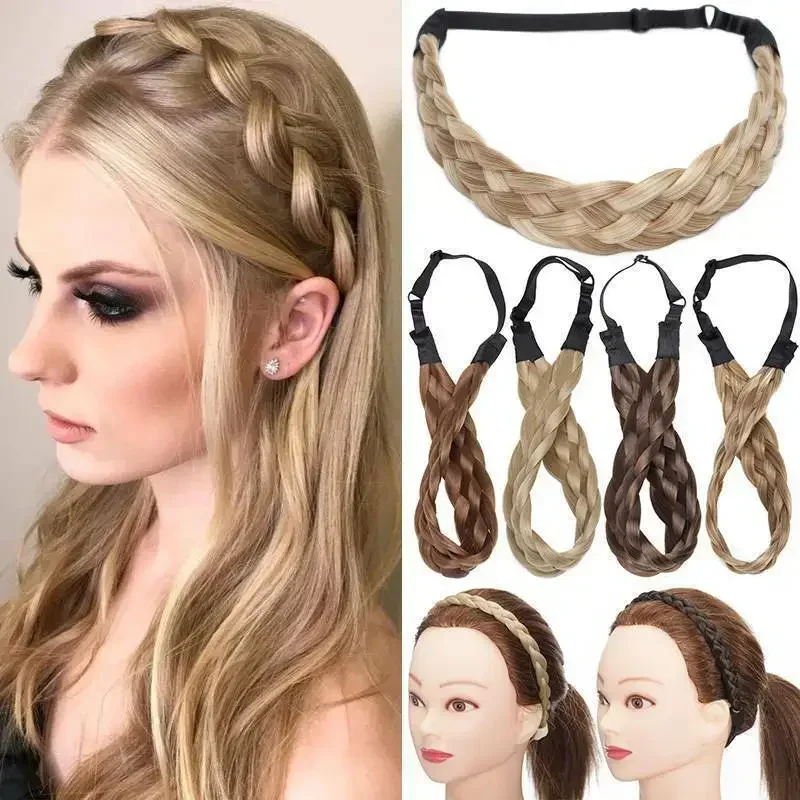 Synthetic Wig Headband Fishtail Braid Hair Band Adjustable Belt Braid Hair Band Bohemian Style Ladies Hairstyle Hair Accessories