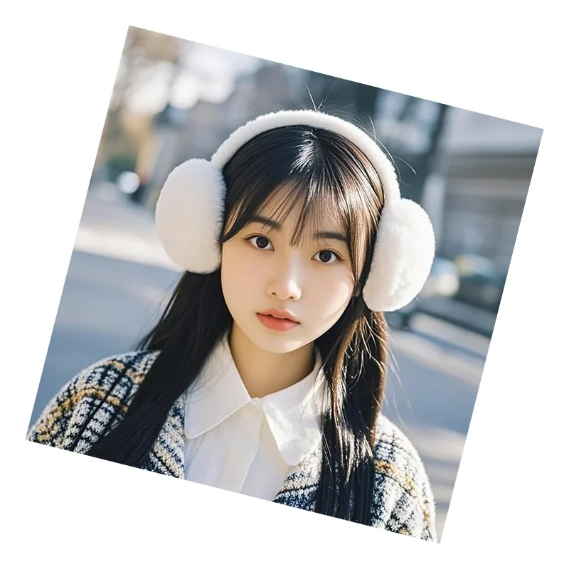 Winter Warm Soft Essential! Plush Foldable Earmuffs Soft Skin-Friendly Foldable Portable Cold Protection Must-Have