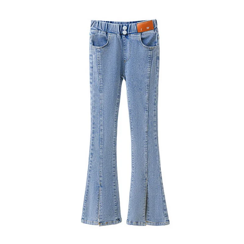 Pantalones acampanados de mezclilla Vintage para niños, Jeans para niñas adolescentes, parte inferior para niños de 5, 6, 7, 8, 9, 10, 11, 12, 13 y 14 años, nueva moda