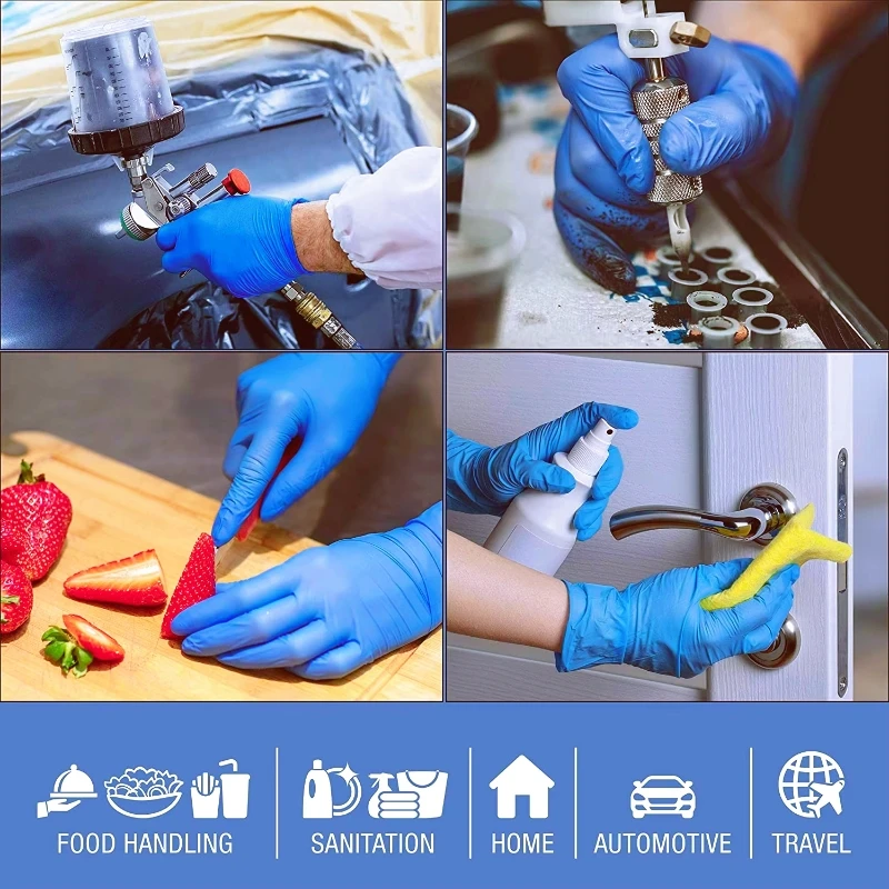 4Mil الأزرق النتريل قفازات يمكن التخلص منها الثقيلة الصناعية الصف قفازات أمان العمل للرجال ميكانيكي قفازات تنظيف السيارات #5