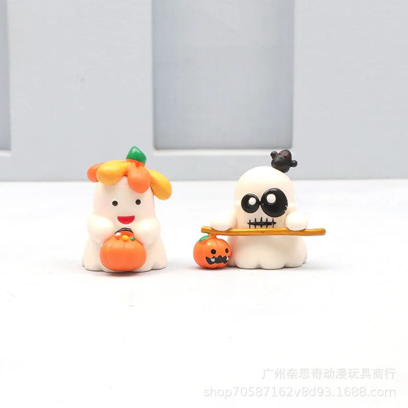 Leuke Witte Spook Halloween Thema Serie Spook Actiefiguren Micro-landschap Speelgoedmodellen Desktop Miniatuur Ornament Accessoires