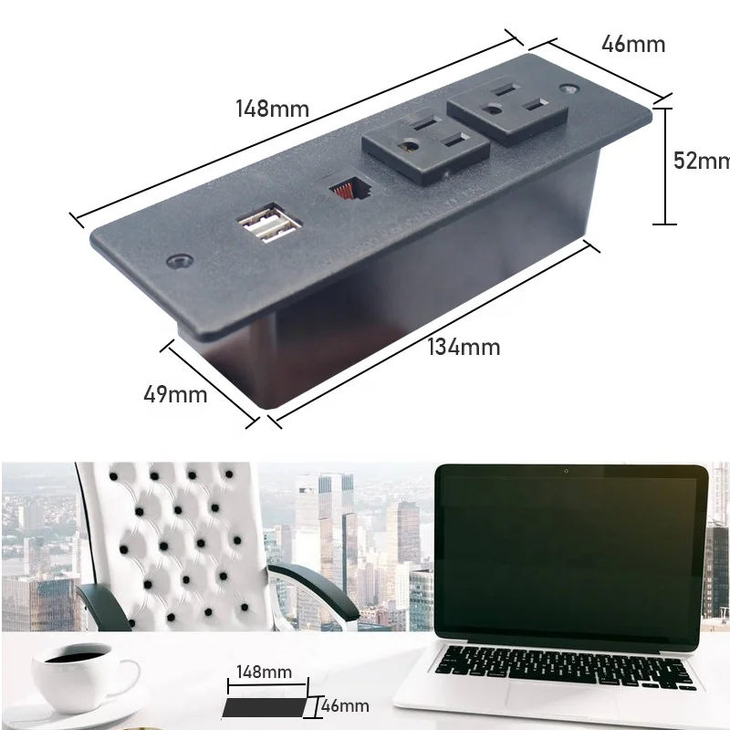 Hot Sale On Desktop 2USB 2 Power Socket With Network Cable Multi-Function Power Strip