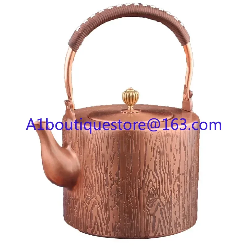 Vintage Red Copper Teapot Antique Handmade Water Boiling Pot Traditional Chinese Kettle with Vintage Handle