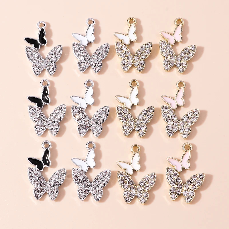 10pcs Brilliant Clear Crystal Butterfly Charms Butterfly Pendants for DIY Jewelry Making High Quality Charms Accessories Trinket