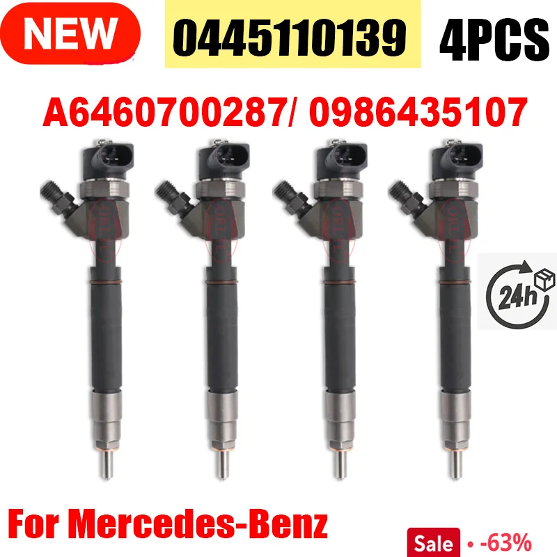 4PCS A6460700287 0445110139 New Diesel Fuel Injector 0986435107 NOZZLE  0 445 110 139 For Mercedes Benz CDI VITO VIANO W639