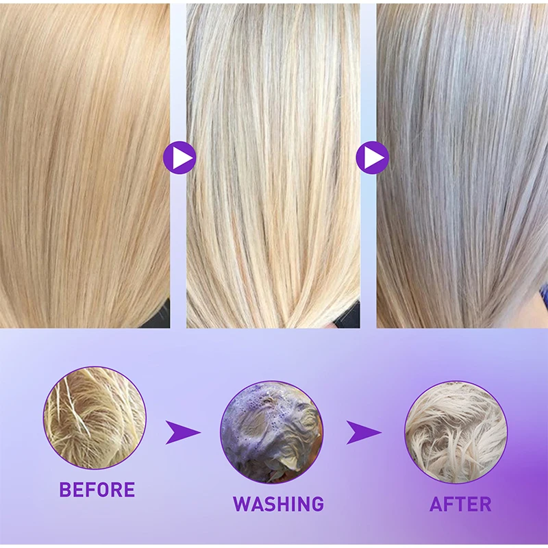 Gray Color Fixing Hair Dye Shampoo Non-irritating Purple Shampoo Blonde Cover Gray Hair Fade Yellow After Bleach Hair Shampoo