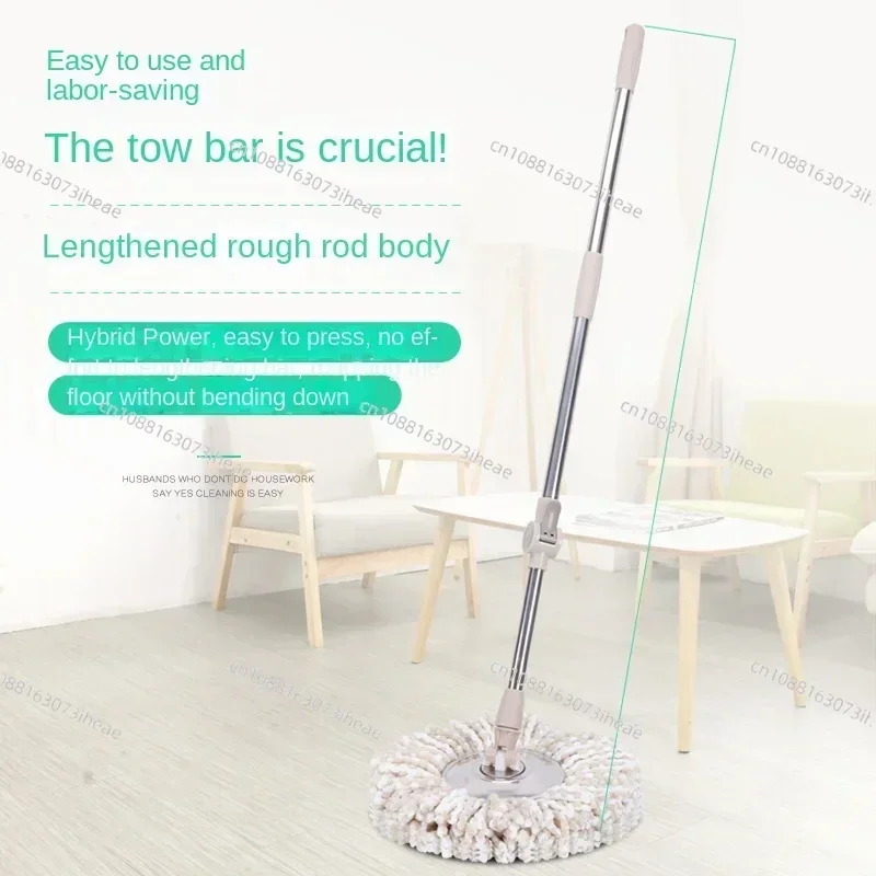 Spin Mop Bucket Portable Magic Double Drive Stainless Steel Hand Pressure Rotating with Head Household Floor Cleaning Set WF6273