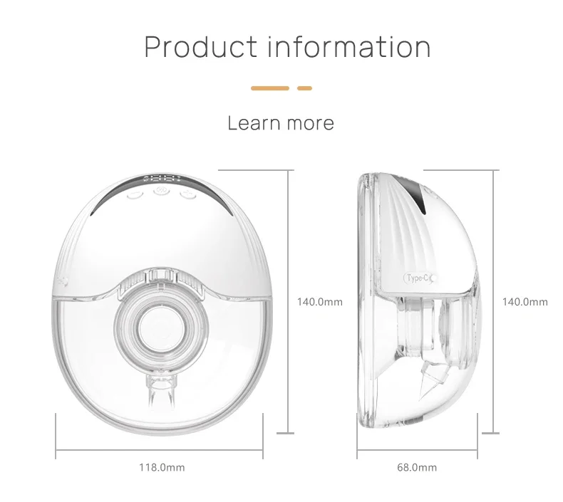 

Portable Double-Sealed Silicone Breast Pump 3 Modes Low Noise Hand-Free Feeding BPA Free Electric Pump Small Size Wearable Baby