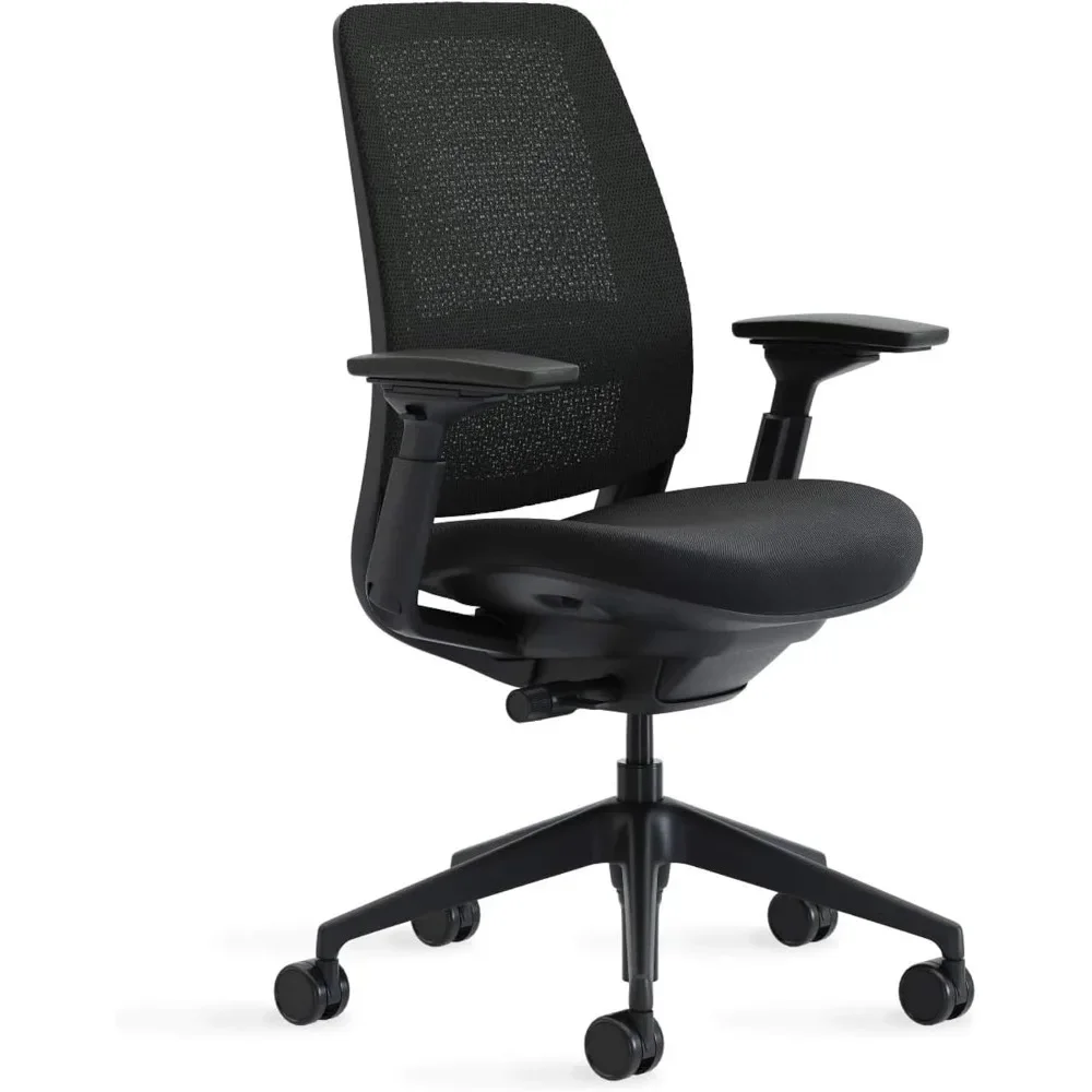 

2 Office Chair - Ergonomic Work Chair with Wheels for Hard Flooring - with Back Support, Weight-Activated Adjustment