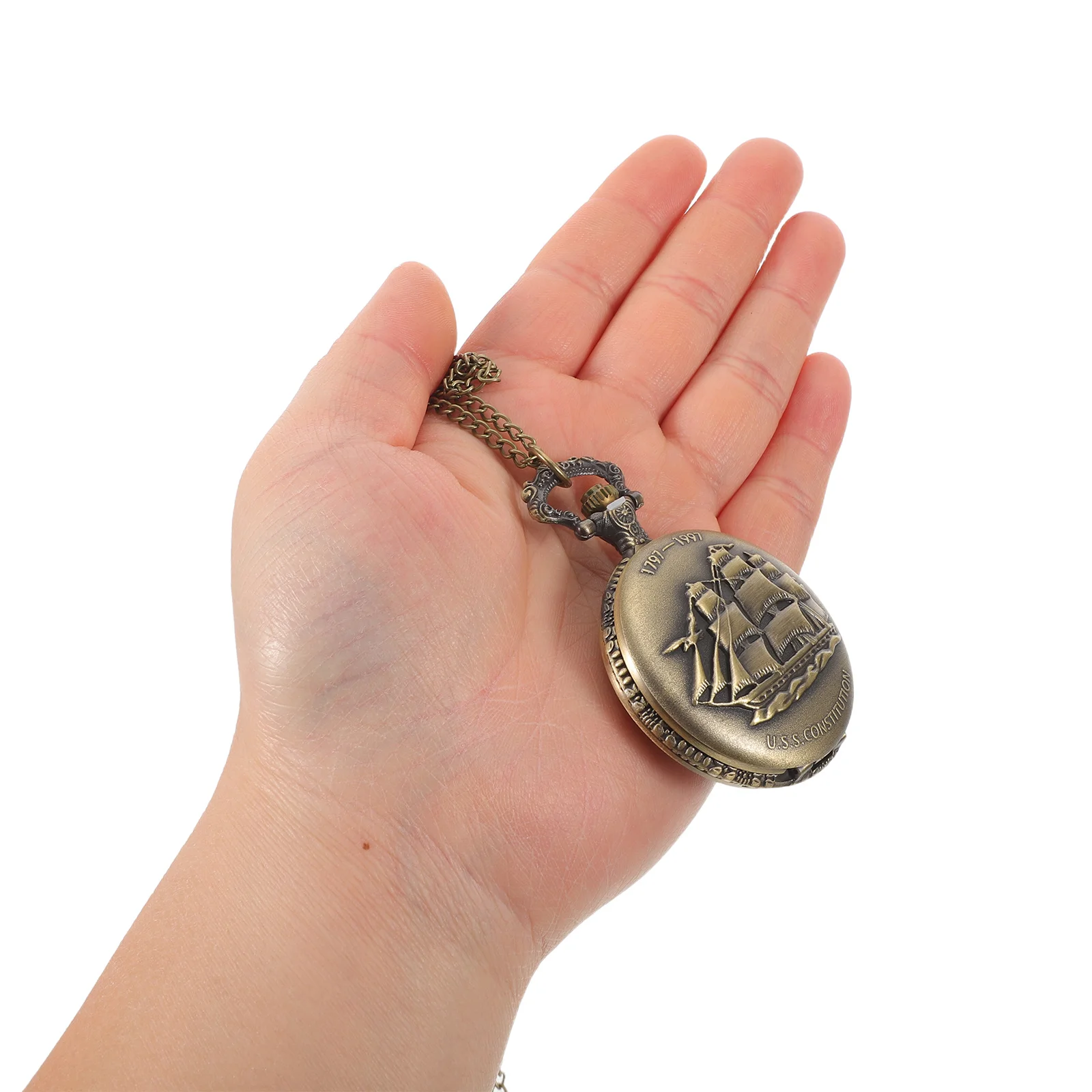 

Bronze Vintage Clock Necklace for Women Men Quartz Watch Pendant with Detachable Chain Retro Old Fashioned