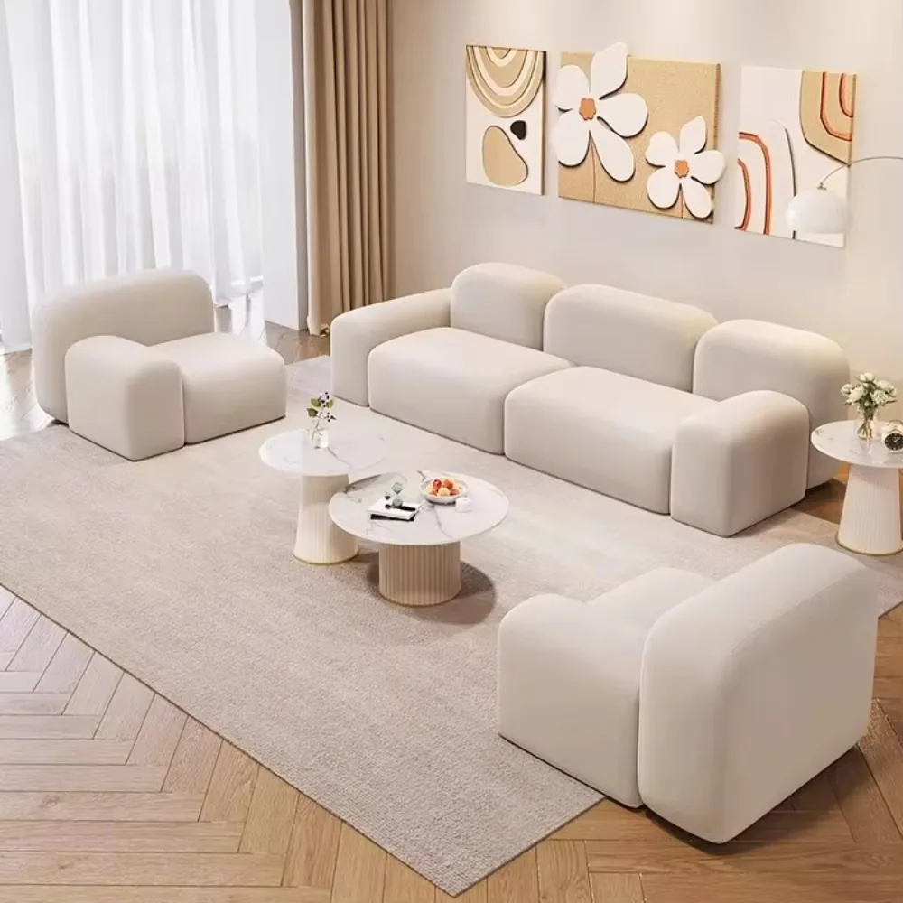 Tofu block sofa, straight line family living room apartment sofa