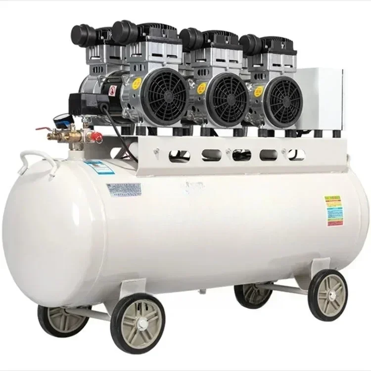 

Customized Low Noise 220V 110V 28.2CFM 6HP 4.8KW 42 Gallon Oil-free Air Compressor