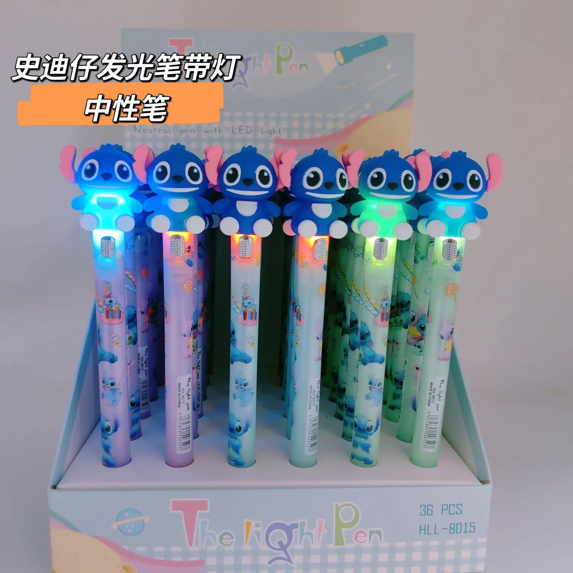 Disney Lilo and Stitch Gel Pen with Light Kawaii Student Learning Stationery Office Supplies Anime Accessories Gifts Kids Toys