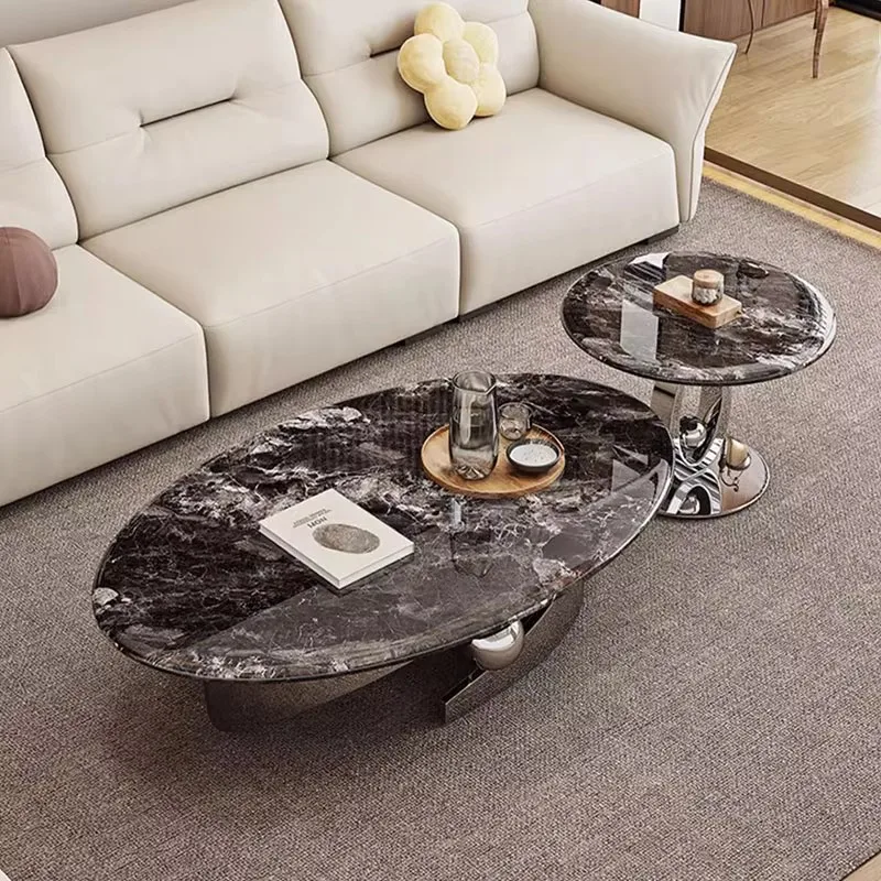 

Metal Nordic Coffee Table Living Room Luxury Aesthetic Elegant Sofa Table Round Minimalist Table Basse De Salon Decoration