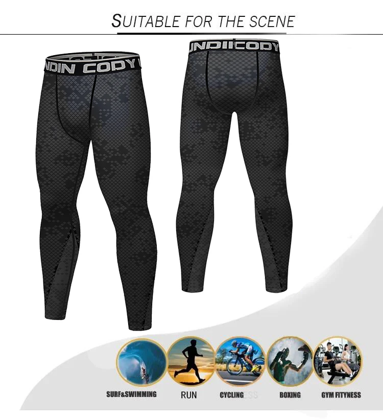 Pantalones de compresión de camuflaje para hombre, mallas atléticas sin bolsillo, protección solar Uv, pantalones de montar, mallas elásticas para gimnasio y Fitness