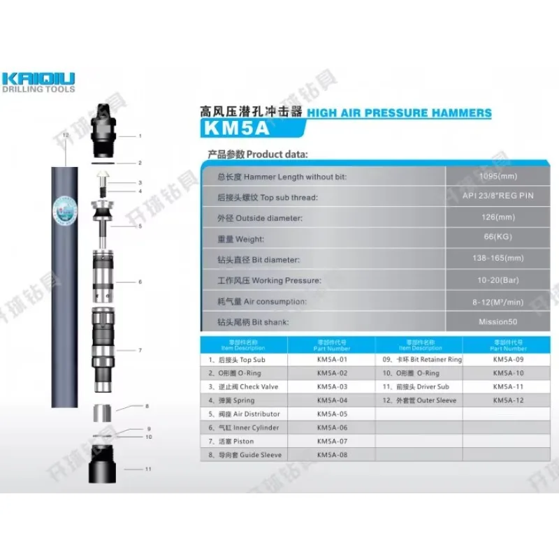 

Hot Mission50 Bit Shank for Quarry & Water Well Drilling Down the Hole Hammer for Mining Machine Parts Borehole Drilling
