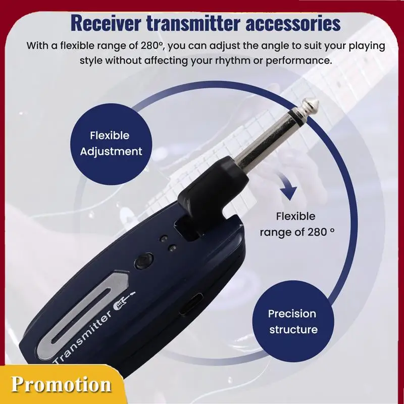 

Hot!Guitar Wireless System USB Rechargeable Wireless Guitar Transmitter Receiver Electric Guitar Bass Wireless System
