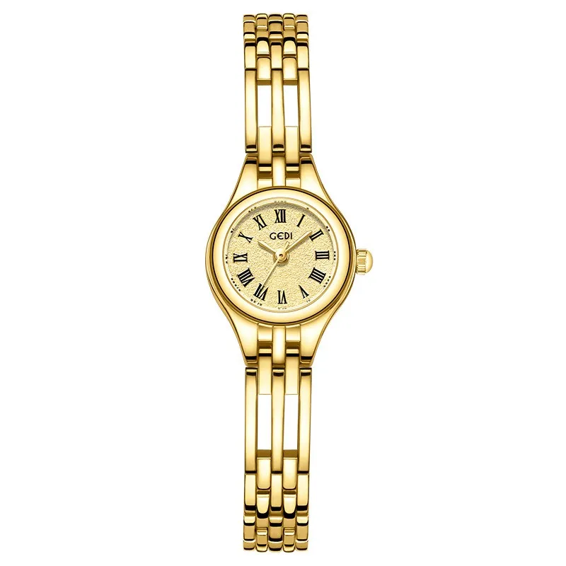 

Fashion Gedi Brand Small Dial Golden Women Watches Luxury Hollow Steel Strap Roman Scale Waterproof Ladies 2024 Quartz Watch For