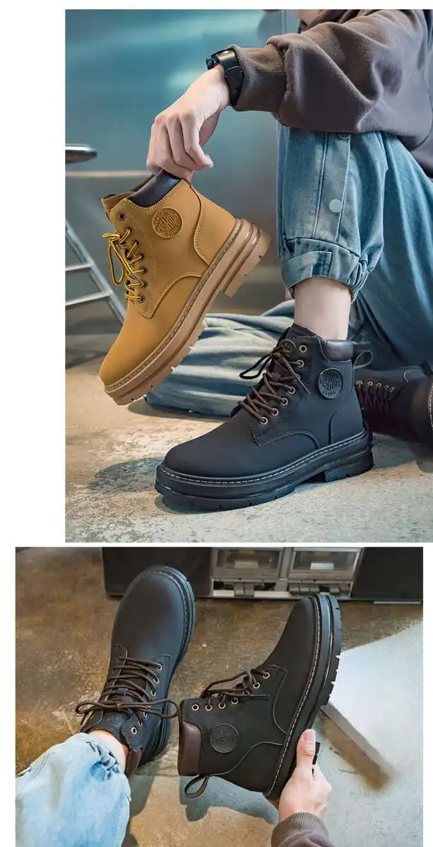 Couple Martin 2024 Automne Travail Femmes Courtes Instagram Semelle Épaisse Jaune Bottes Enfants_voghion.com