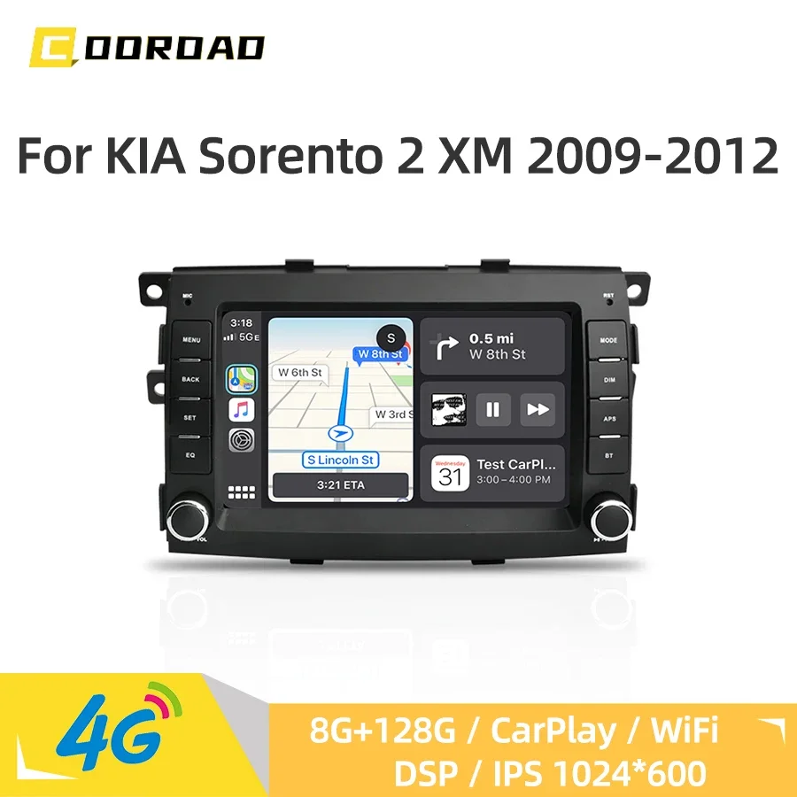 Android 14.0 CarPlay GPS Navigation 4G WiFi Bluetooth Car Radio For KIA Sorento 2 XM 2009-2012 DSP Stereo Multimedia Player