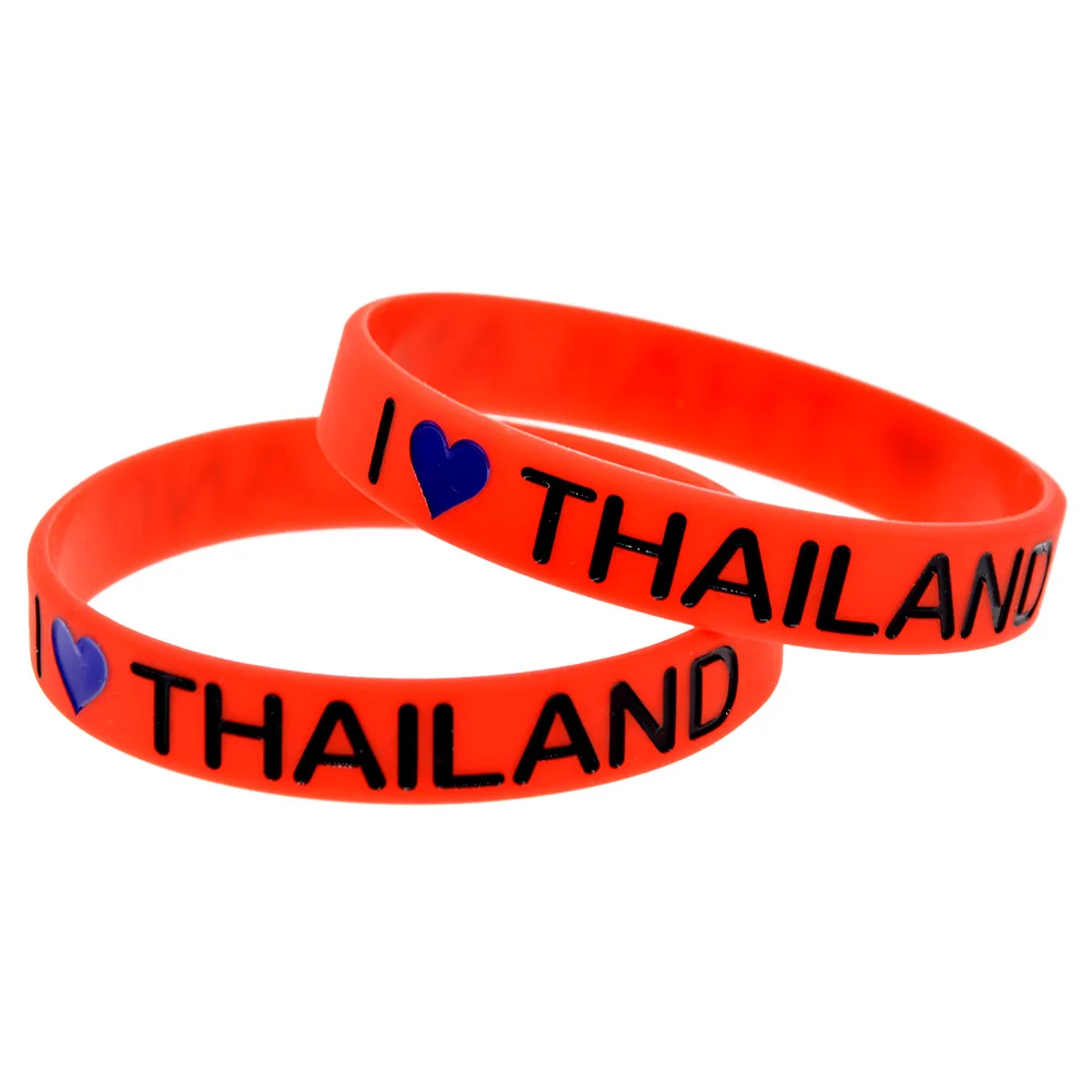 50 Pcs I Love Thailand Silicone Bracelet Commemorate Bangle for Tourism