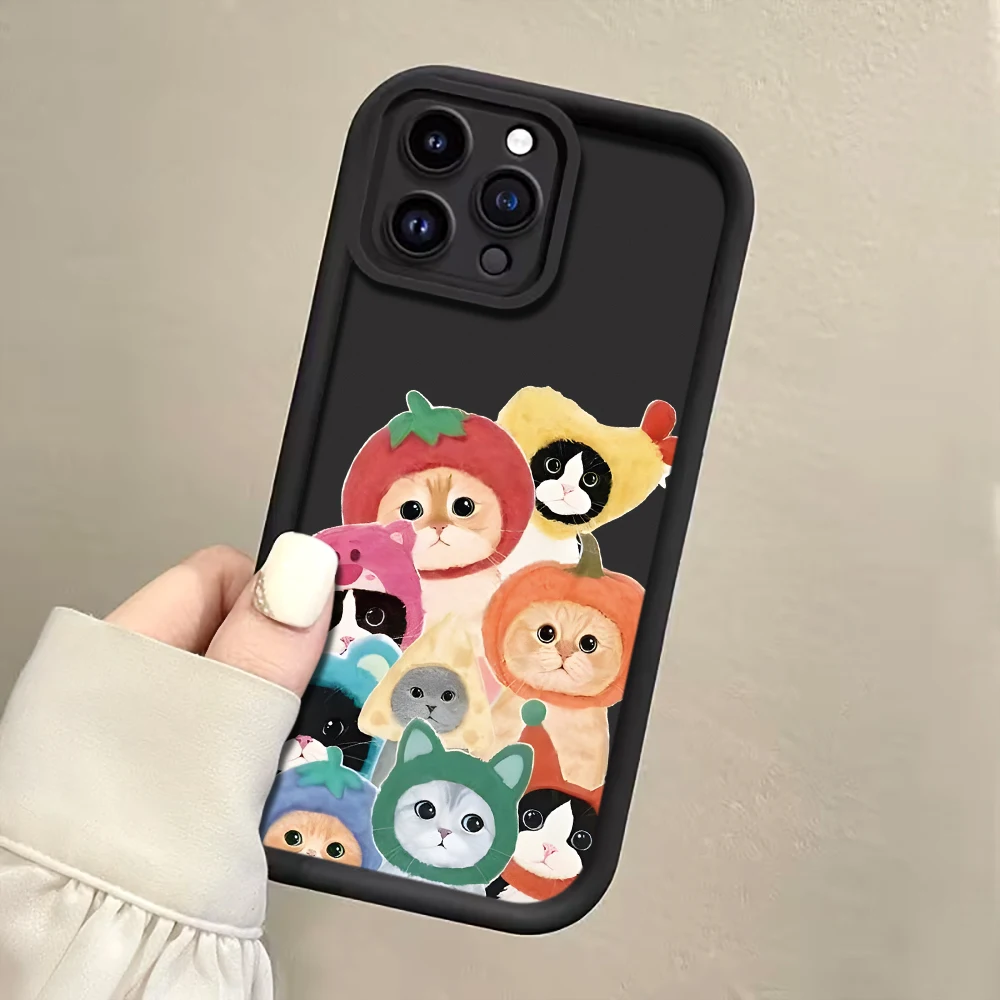 Katze in Kapuze Gurt-Seil-Handyhülle für iPhone 11 12 13 14 15 16 17 Pro Max 15 14 13 Plus 17E XR Stoßfeste Matte Silikonhülle – Detail 5