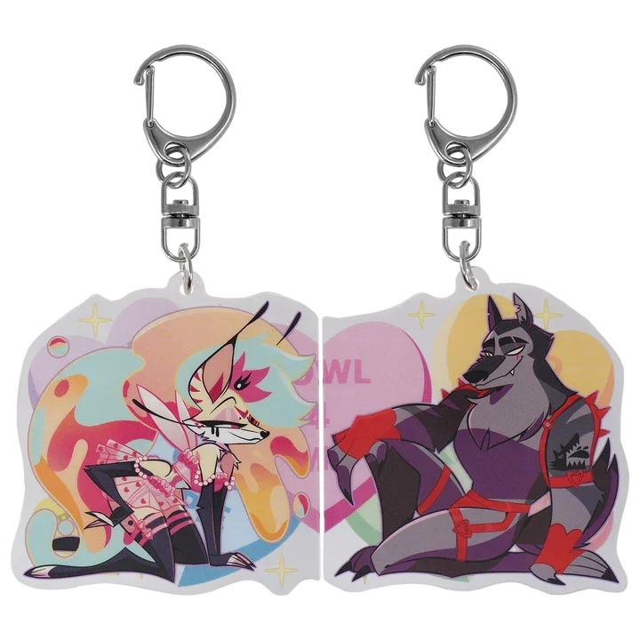6cm Valentine Day Acrylic Keychain Anime Acrylic Bag Charm for Helluva Boss Ozzie Fizz Blitz Moxxie Couple Collection Gifts view 3