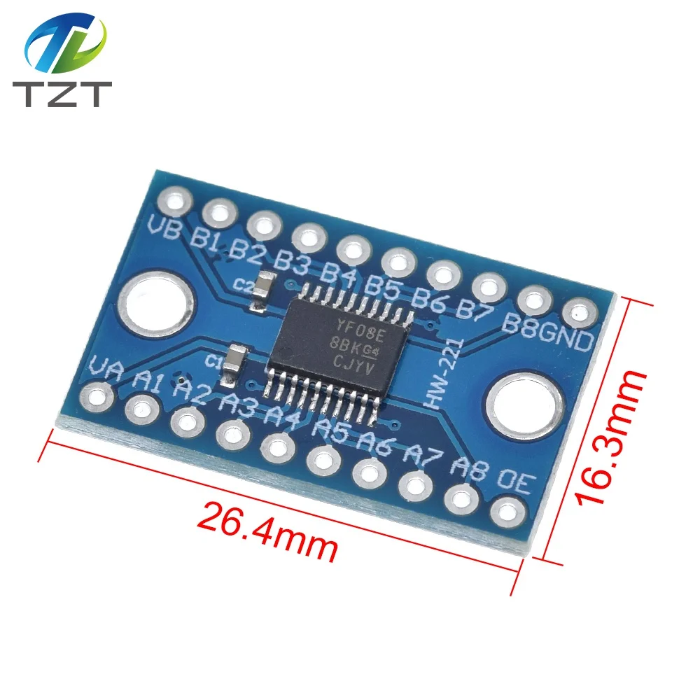 TZT 8 Channel Duel Hole Logic Level Converter TXS0108 TXS0108E Bi-directional Voltage Module for Arduino With Pins