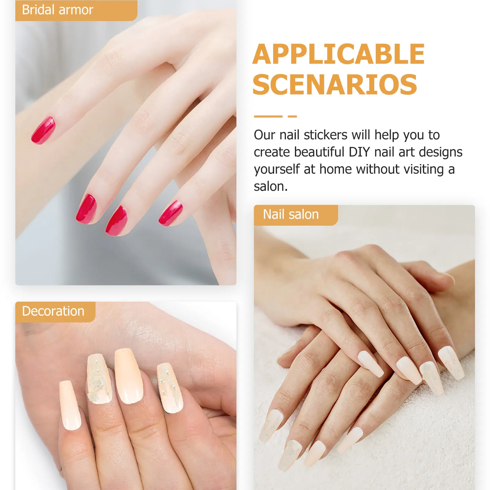 Autocollants pour faux ongles de mariée, 24 pièces, Design créatif pour vacances, fête d'anniversaire, pour femmes