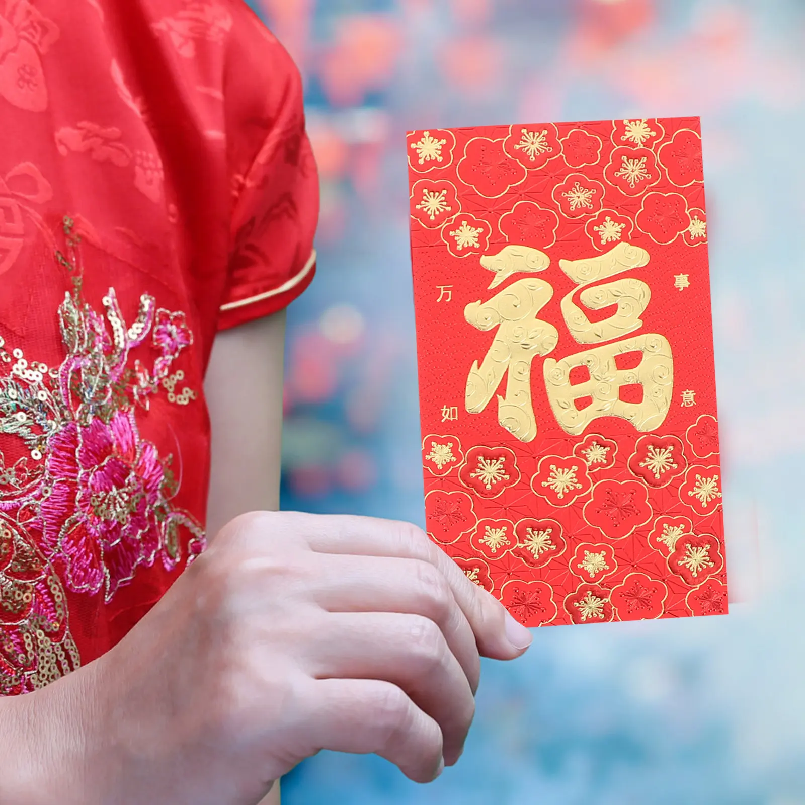 

6Pcs Traditional Red Envelopes Dragon Year Chinese New Year Lucky Red Packets Fu Symbol Paper Money Pockets for Wedding Bridal