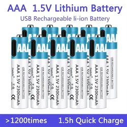 2024 1.5V AAA Rechargeable Battery 2300mAh Rechargeable AAA Battery Lithium Polymer Battery Quick Charging by Type-C USB Cable