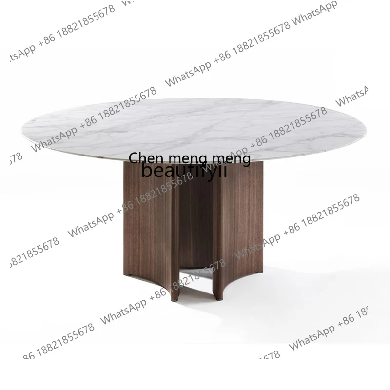 

Solid Wood round Table Household Restaurant Marble Table Silent Wind Glass Table